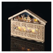 LED adventi naptár, fa, 40x50 cm, 2x AA, beltéri, meleg fehér, időzítő