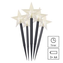 LED Ziemassv. zvaigznes laternas, 30 cm, liet. ārā un iekštelpās, silti baltas, ar taimeru