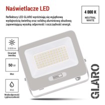 Naświetlacz LED GLARO 50W, biały, IP65, 5000 lm, neutralna biel