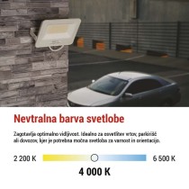 LED reflektor GLARO 50W, bel, IP65, 5000 lm, nevtralna bela