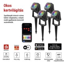 GoSmart kültéri LED spotlámpa, kezdő készlet, 4 darab, 7 W, RGBIC dimmelhető, WiFi