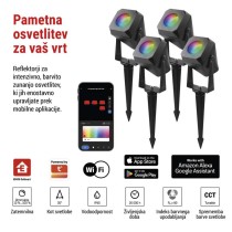 GoSmart zunanja LED-točkovna luč, začetni komplet, 4 deli, 7 W, RGBIC zatemnilna, WiFi