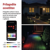 GoSmart zunanja LED-točkovna luč, začetni komplet, 4 deli, 7 W, RGBIC zatemnilna, WiFi