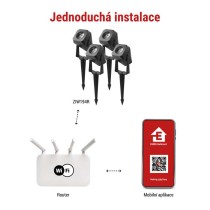 GoSmart venkovní LED bodové světlo, startovací sada, 4 díly, 7 W, RGBIC stmívatelné, WiFi