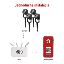 GoSmart vonkajšie LED bodové svetlo, štart. sada, 4 diely, 7 W, RGBIC stmievateľné, WiFi