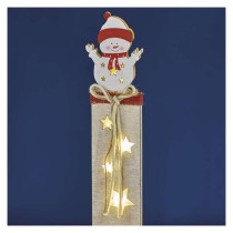 LED dekorace dřevěná – sněhulák, 46 cm, 2x AA, vnitřní, teplá bílá, časovač