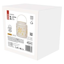 LED dekorácia – lampáš s vločkami kovová biela, 14 cm, 3x AAA, vnútorná, vintage