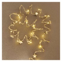 Lampki choinkowe gwiazdki 20 LED ciepła biel, złoty przewód, IP20, timer