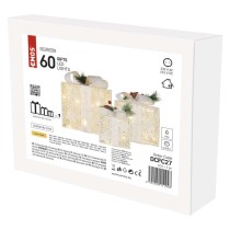 Dekoracje - 60 LED prezenty z dekoracją LED 11/13,5/20 cm złote, zimna biel, IP44