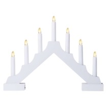 LED gyertyatartó, fa, fehér, 29 cm, 2x AA, beltéri, meleg fehér, időzítő