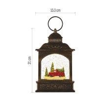LED dekorácia – vianočný lampáš s autom, 21 cm, 3x AA, vnútorný, teplá biela, časovač