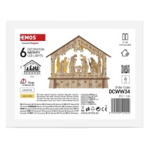 LED vianočný betlehem drevený, 15 cm, 2x AA, vnútorný, teplá biela, časovač