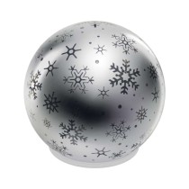 LED vianočná sklenená guľa – vločky, 12 cm, 3x AA, vnútorný, teplá biela, časovač