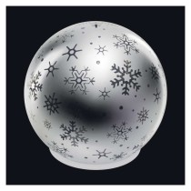 LED karácsonyi üveggömb – hópelyhek, 12 cm, 3x AA, beltéri, meleg fehér, időzítő