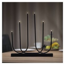 LED svietnik kovový čierny, 40 cm, 2x AA, vnútorný, teplá biela