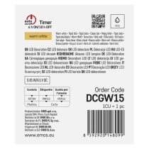 LED girlanda - perly, 1,2 m, 3x AA, vnútorné, teplá biela, časovač