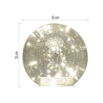 LED vianočná sklenená guľa - zlatá, 15 cm, 3x AA, vnútorná, teplá biela, časovač