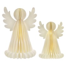 Vianočné papierové anjeli so stojanom, 2 ks, 28/38 cm, vnútorné