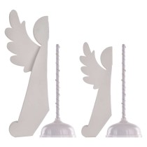 Vianočné papierové anjeli so stojanom, 2 ks, 28/38 cm, vnútorné