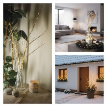 LED-dekoratsioonid–2x kasepuuoks,60 cm, 3x AA, välis- ja siseruumidesse, soe valge, taimer