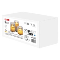 LED dekorácia -  3x vosková sviečka v skle, 6x AA, teplá biela, časovač