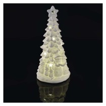 Keramický LED stromček so snehuliakmi, 33,5 cm, 2x AA, vnútorný, teplá biela