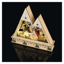 LED Weihnachtslandschaft aus Holz, 23,5 cm, 2x AA, Innen, warmweiss, Timer