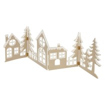 LED dekorácia drevená –  vesnička, 60 cm, 2x AA, teplá biela, časovač