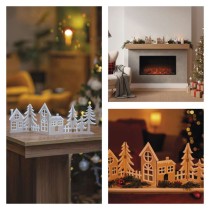 LED dekorācija no koka - ciemats, 60 cm, 2x AA, silti balta gaisma, taimeris