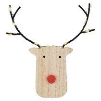 LED dekorácia drevená – sobík, 16 cm, 2x AAA, vnútorné, teplá biela, časovač, 12 ks, displ