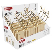 LED dekorácia drevená – sobík, 16 cm, 2x AAA, vnútorné, teplá biela, časovač, 12 ks, displ