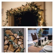 Dekoracje - girlanda jemioła 25 LED, 1,5 m, 3xAA, ciepła biel, IP20, timer