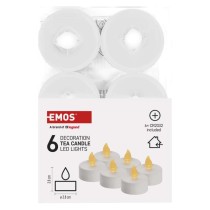 LED dekorácia – 6x čajová sviečka biela, 6x CR2032, vnútorná, vintage