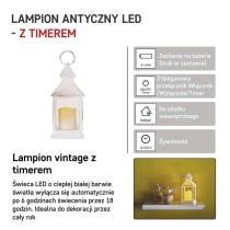 Lampion 1 LED świeczka biały 24 cm 3x AAA, vintage, IP20, timer