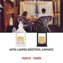 LED dekoráció – lámpa, antik, fekete, villogó, 3x AAA, beltéri, vintage, időzítő