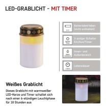 LED Grablicht, 12,5 cm, 2x C, Außen/Innen, Vintage, Timer