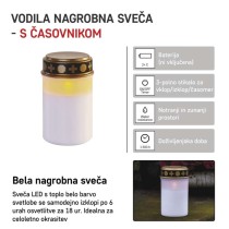 LED nagrobna sveča, 12,5 cm, 2x C, zunanja in notranja, vintage, časovnik