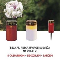 LED nagrobna sveča, 12,5 cm, 2x C, zunanja in notranja, vintage, časovnik