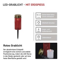 LED Grablicht mit Erdspiess, 25 cm, 2x AA, Außen/Innen, Vintage