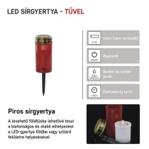 LED temetői mécses leszúrható, 25 cm, 2x AA, kültéri és beltéri, vintage