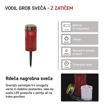 LED nagrobna sveča vbodna, 25 cm, 2x AA, zunanja in notranja, vintage