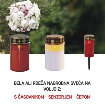 LED nagrobna sveča vbodna, 25 cm, 2x AA, zunanja in notranja, vintage