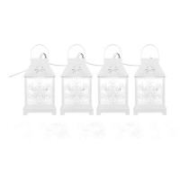 Dekoracje - 4 LED lampiony białe, zimna biel, IP44