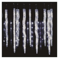 LED vianočná girlanda – cencúle, 12 ks, 3,6 m, vonk. a vnút., studená biela