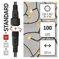 Standardne LED ühendatav valguskett, 10 m, õue/tuppa, soe valge
