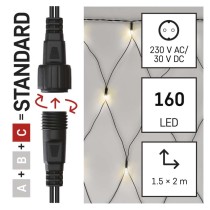 Standard LED spojovacia vianočná reťaz – sieť, 1,5x2 m, vonkajšia, teplá biela