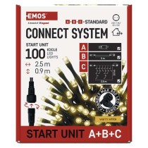 Oświetlenie łączone - zestaw zasilacz - sople 100LED 2,5m ciepła biel, timer