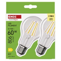 LED izzó Filament A60 / E27 / 5,9 W (60 W) / 806 lm / Meleg fehér
