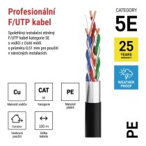 Datový kabel FTP 5E, outdoor, 100m