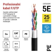 Kabel CAT5E FTP, outdoor, 100M